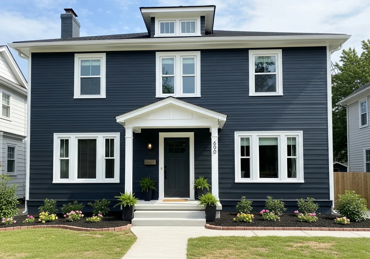 Exterior of a modern two-story house